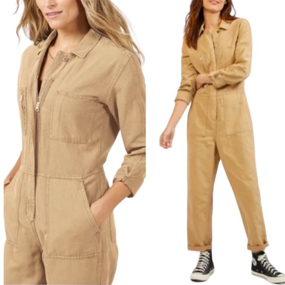 Outerknown Long Sleeve Zip Utility Station Jumpsuit Organic Cotton/Linen NWT - Picture 3 of 11